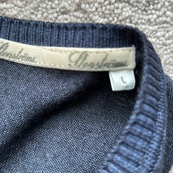 Stenströms blue with lighter blue trim vee neck sweater. - Picture 2 of 7